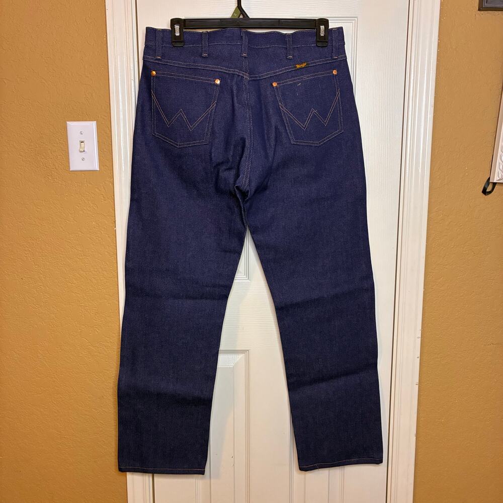 Wrangler Dark Blue Tapered Denim Jeans 13MWZA001 Men's US 34x30 Western Cotton - Picture 5 of 6